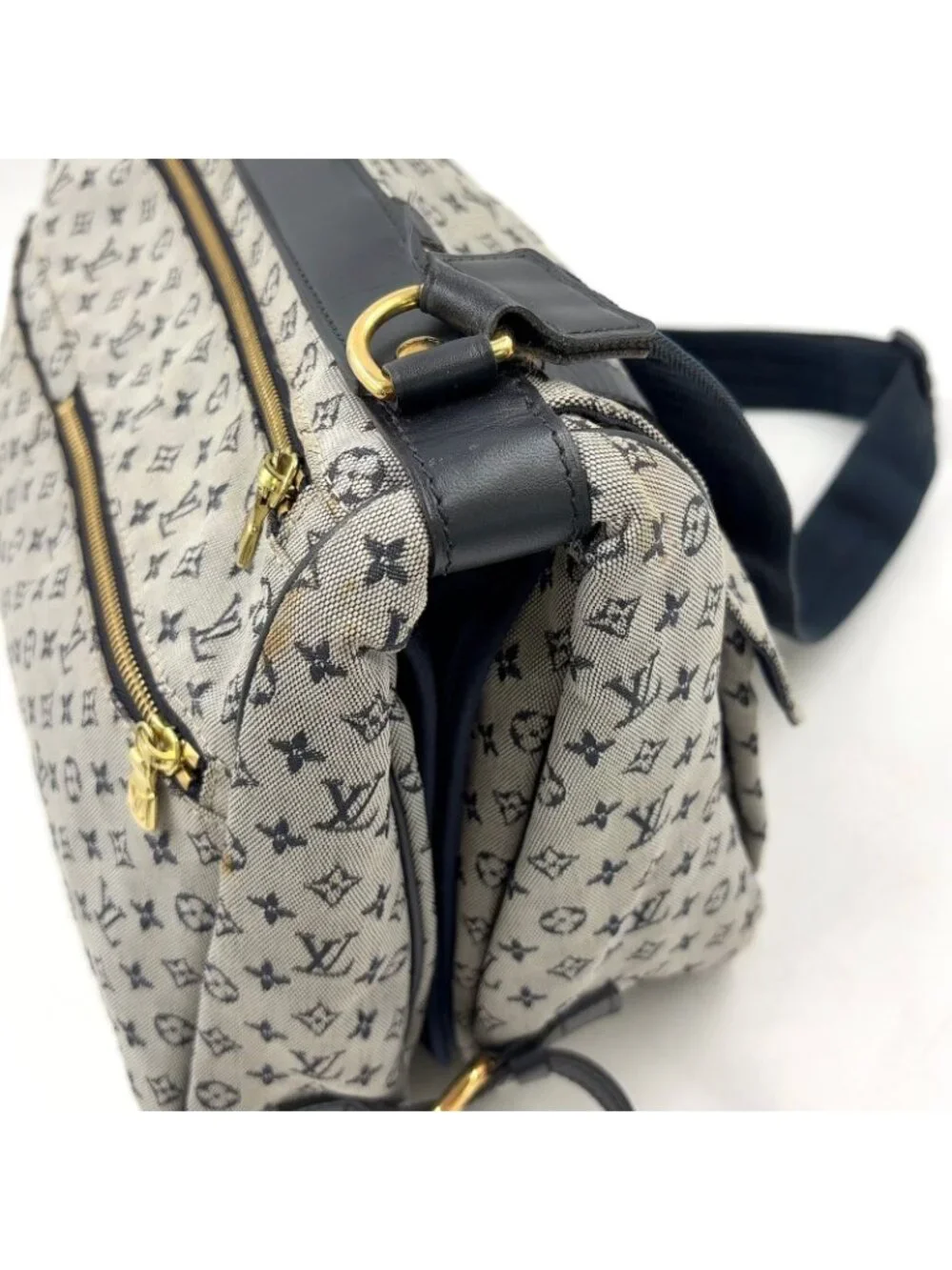 Louis Vuitton Sac Maman Monogram Mini Blue Mother's Canvas Navy Light Gray